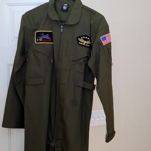 Kids Air Force Style Flight Suit - Olive Drab with Patches